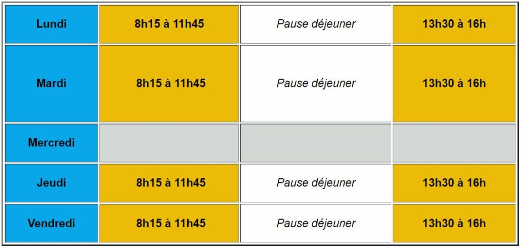 Horaires du groupe scolaire de Sarre-Union